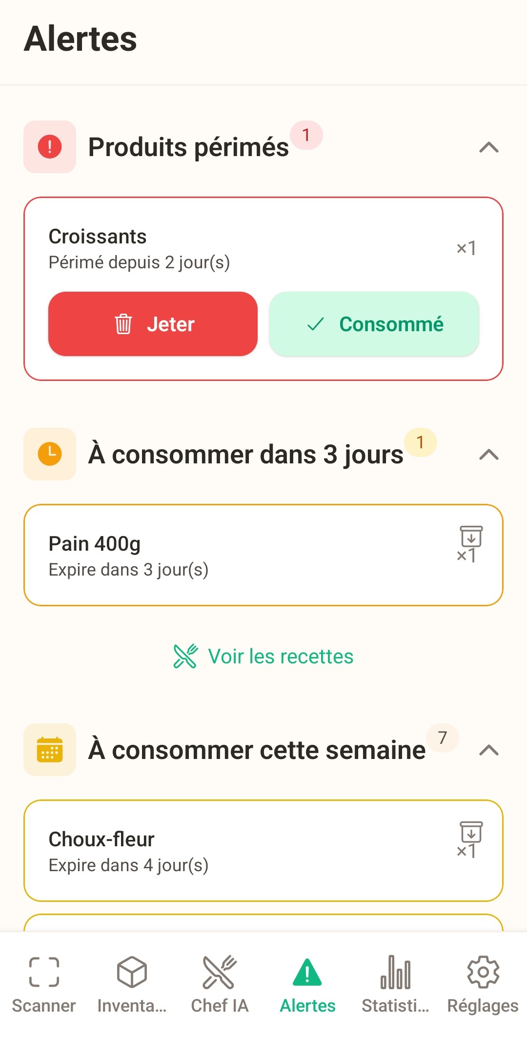 Alertes de péremption